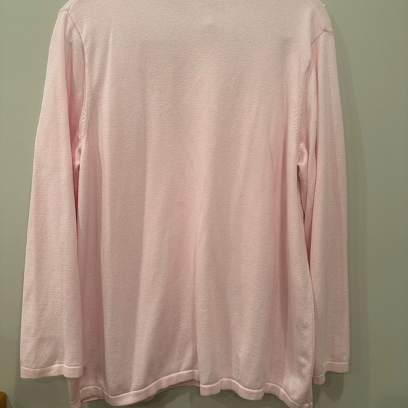 Quacker Factory Pink Sweater White Satin Collar Embellished Pearls Event Sz 1X - Picture 9 of 11
